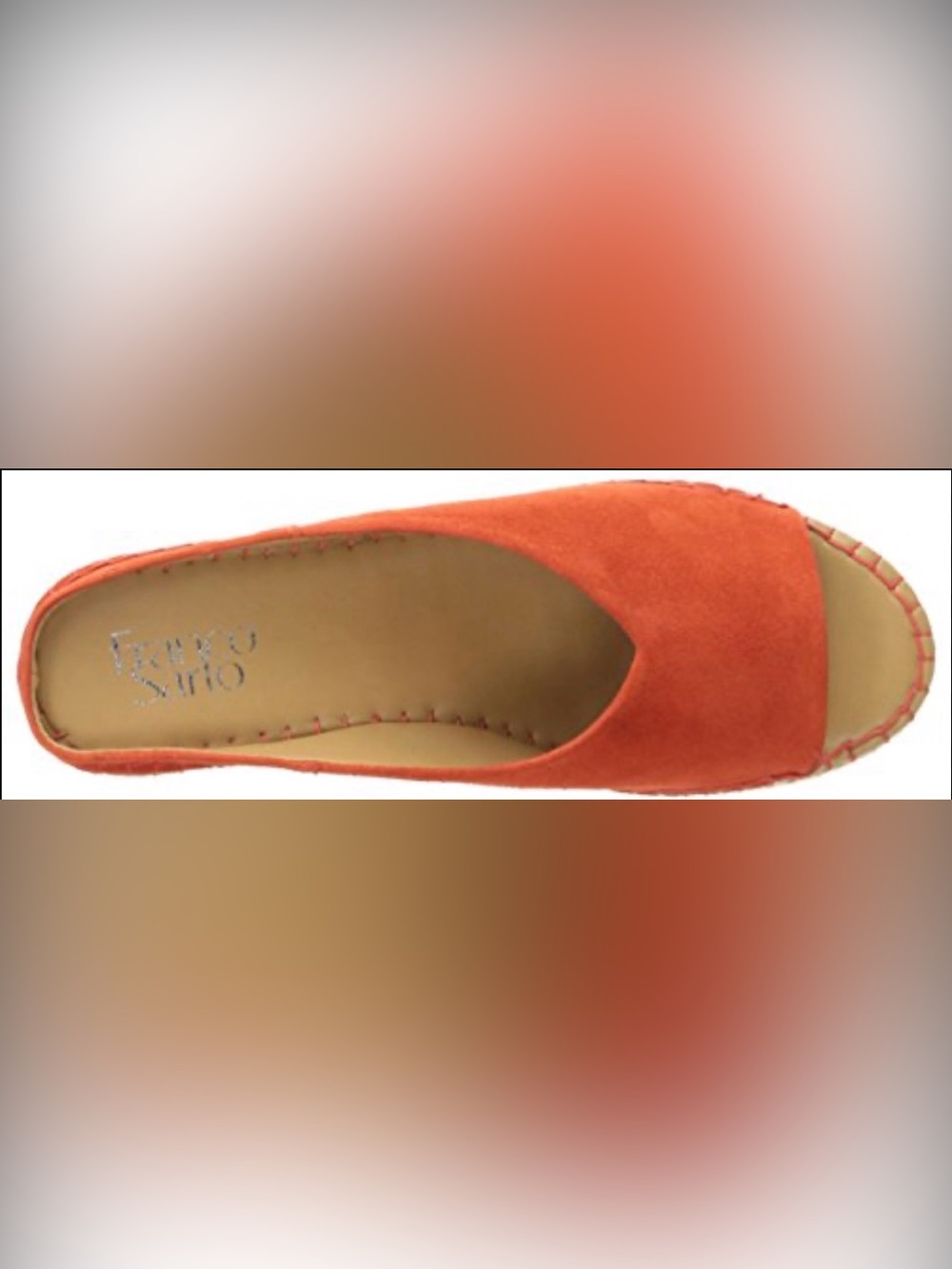 Franco Sarto Pine Espadrille Orange Suede Open-Toe Platform Slide